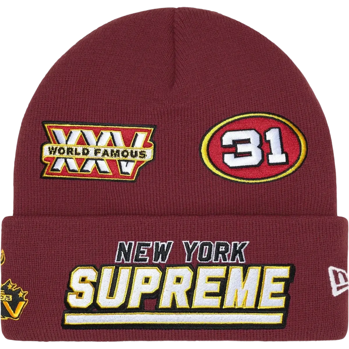 Supreme x New Era Football Beanie Cardinal - One size