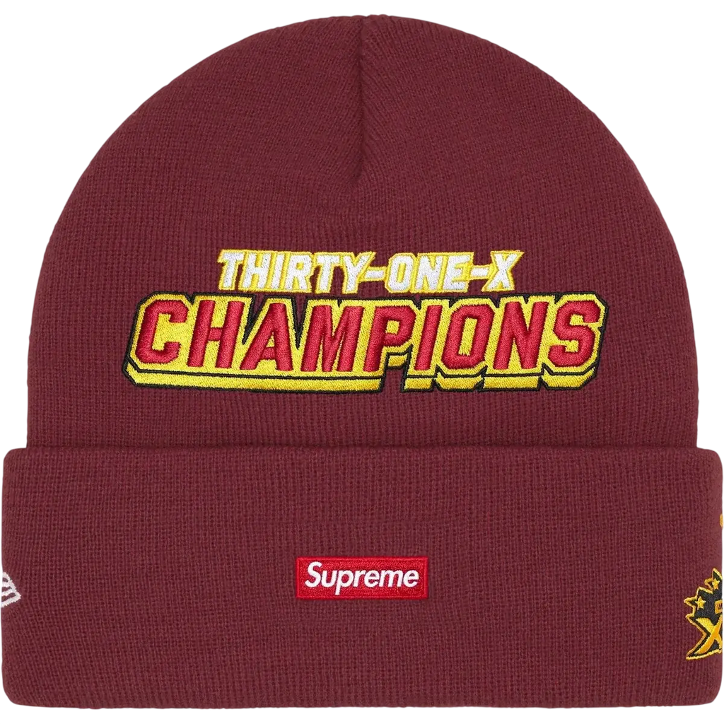 Supreme x New Era Football Beanie Cardinal - One size