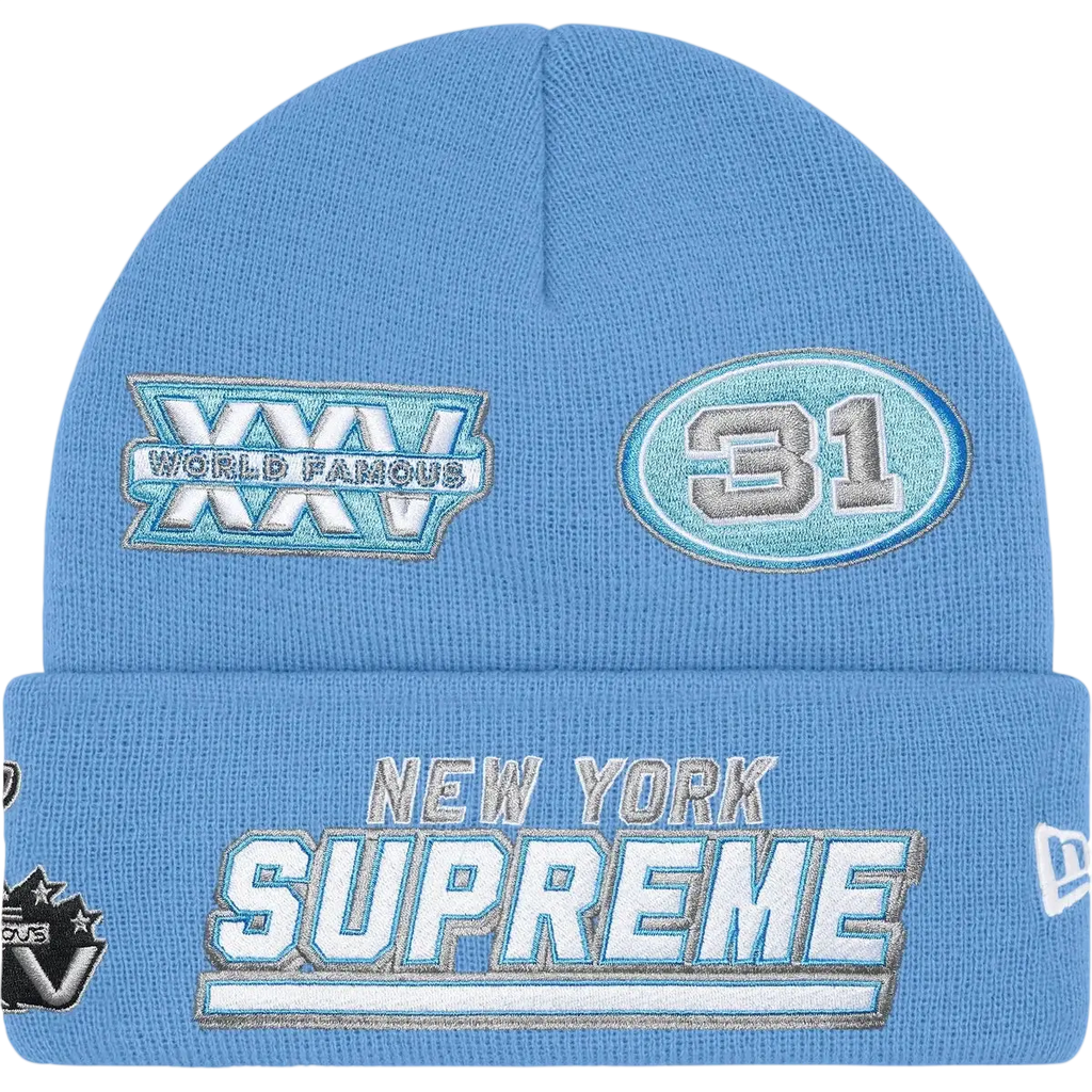 Supreme x New Era Football Beanie Light Blue - One size