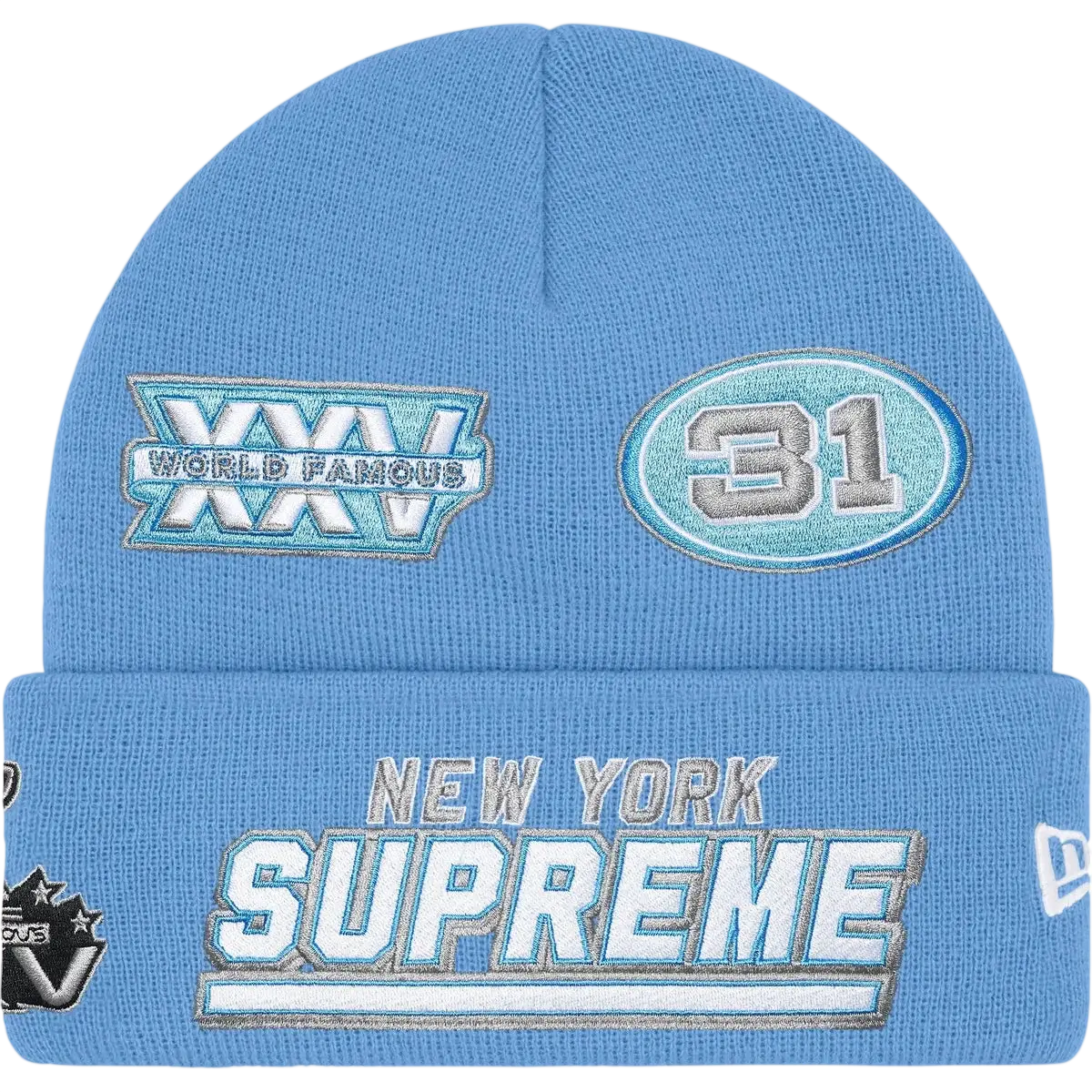 Supreme x New Era Football Beanie Light Blue - One size
