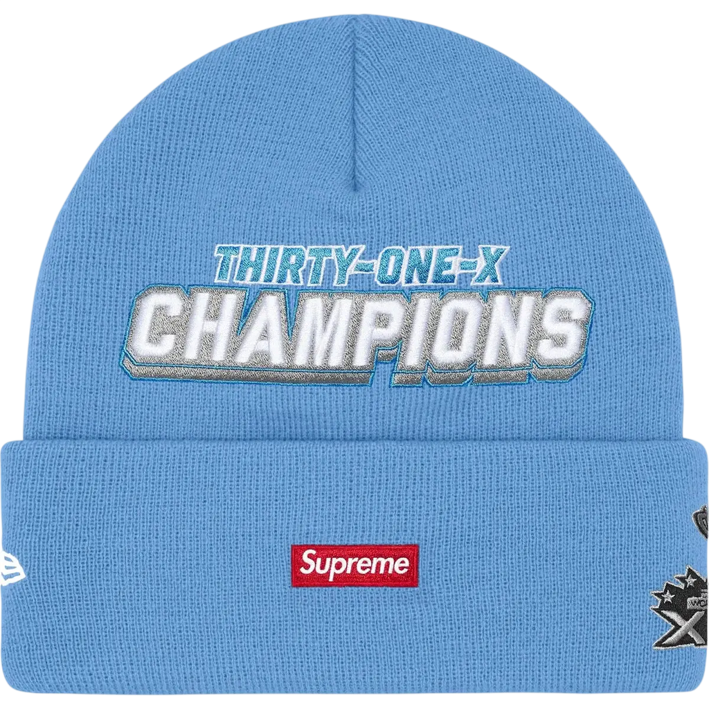 Supreme x New Era Football Beanie Light Blue - One size