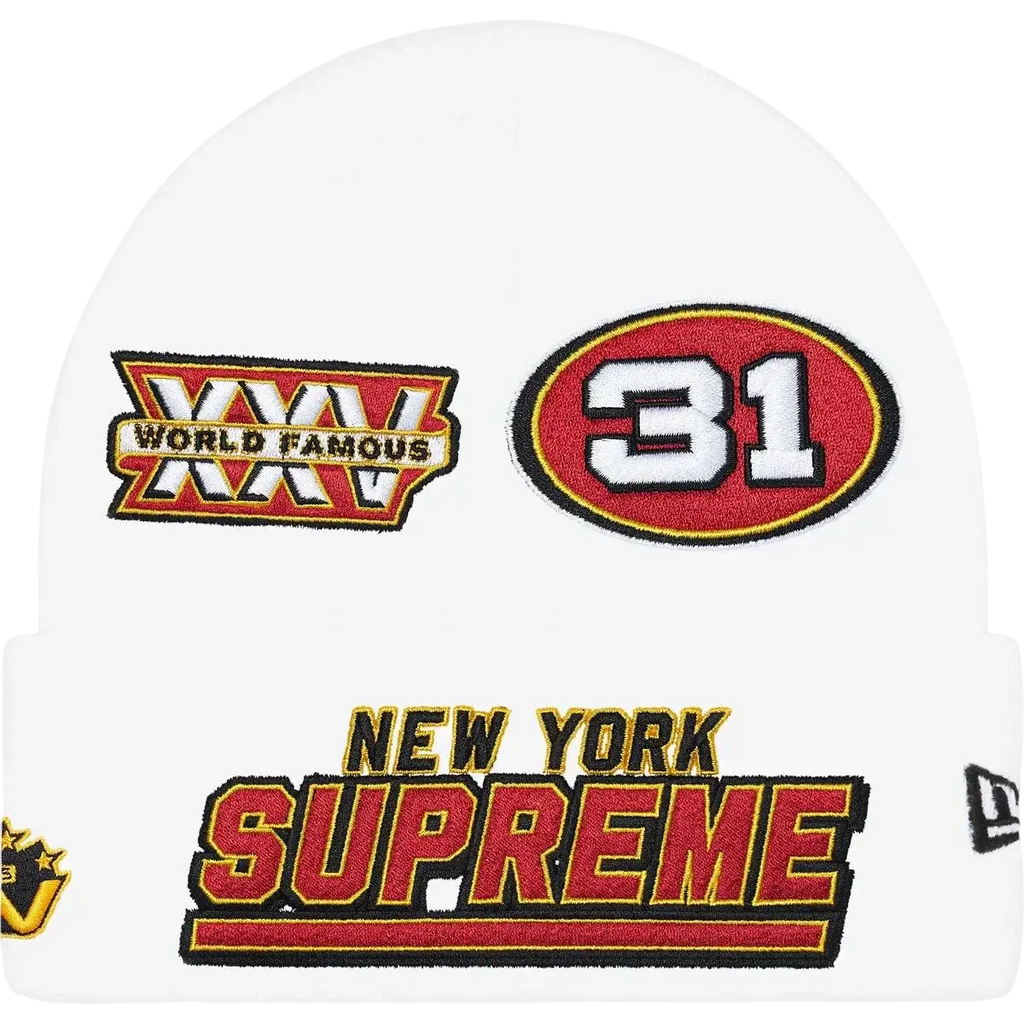 Supreme x New Era Football Beanie White - One size