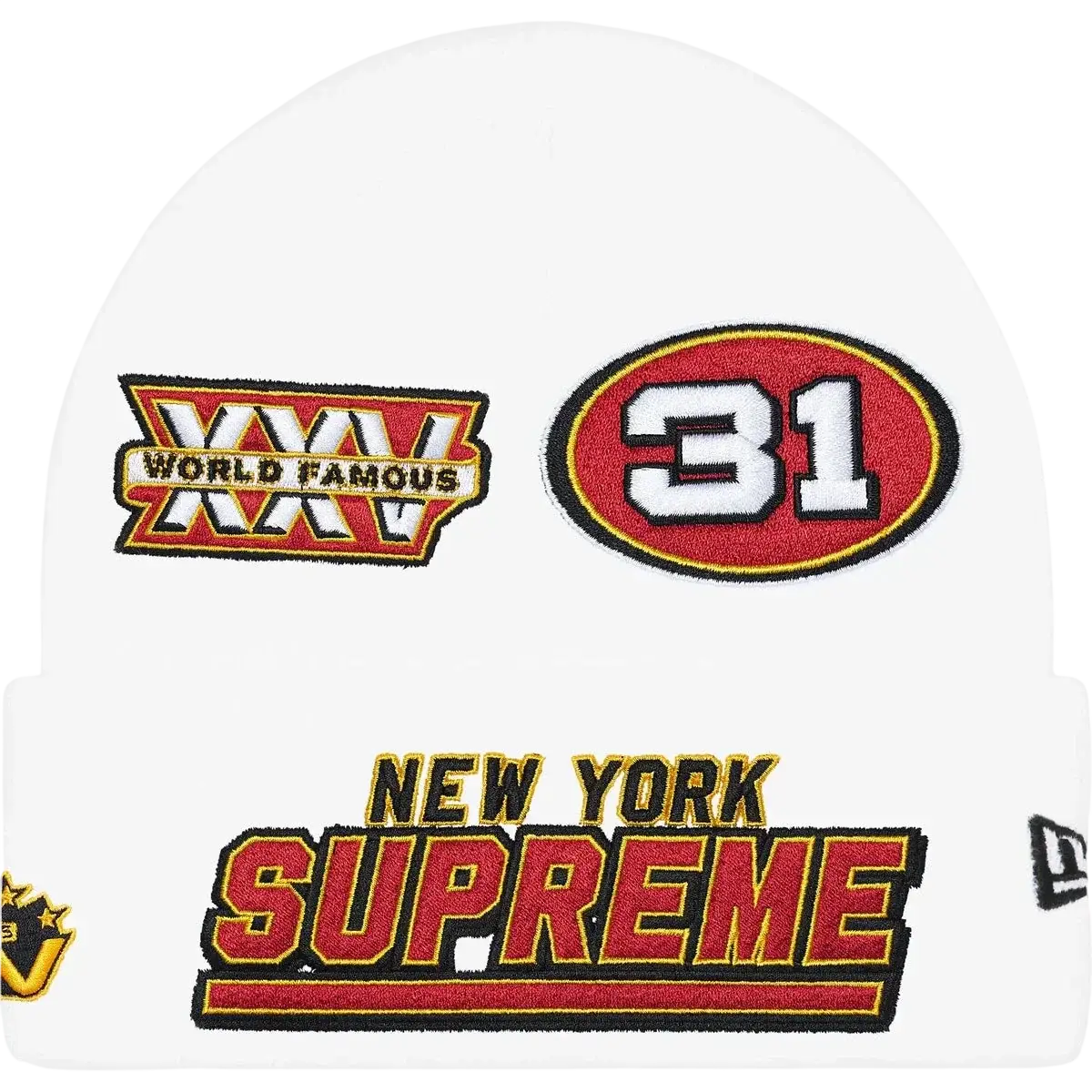 Supreme x New Era Football Beanie White - One size