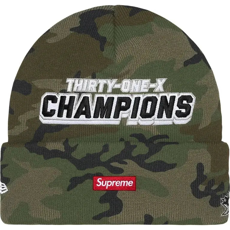 Supreme x New Era Football Beanie Woodland Camo