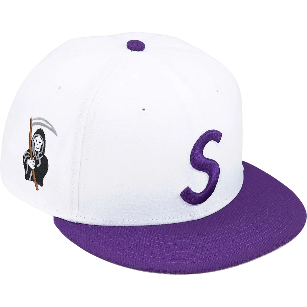 Supreme x New Era Reaper S Logo Fitted White