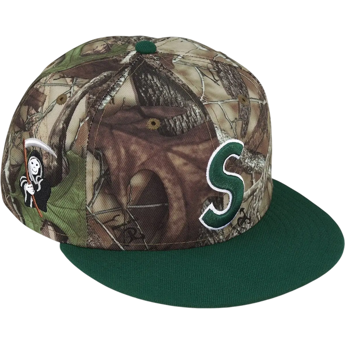 Supreme x New Era Reaper S Logo Fitted Woodland Camo