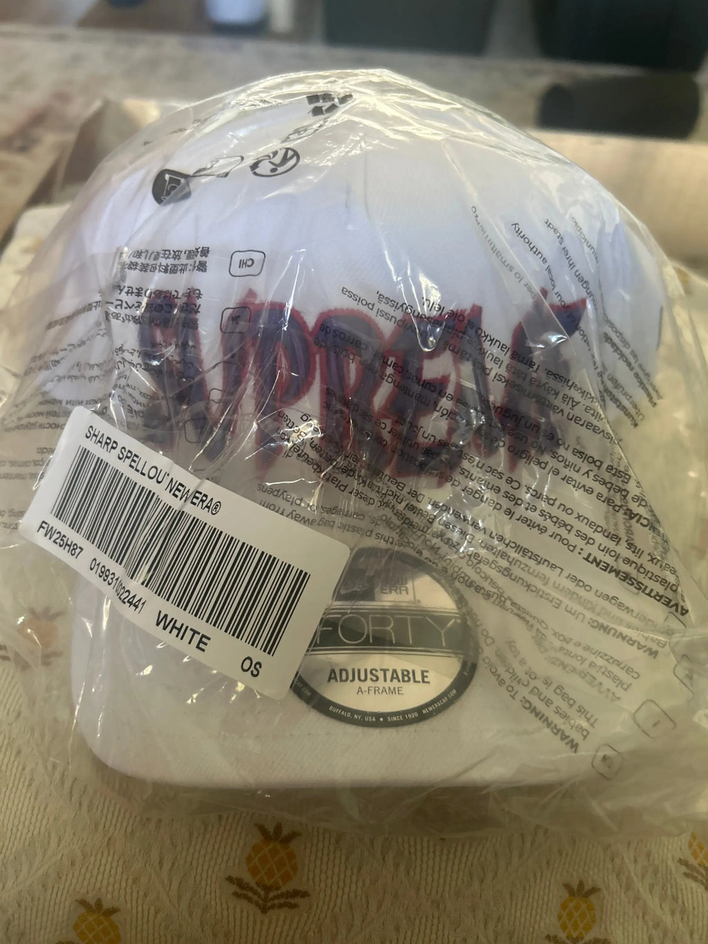 Supreme x New Era Sharp Spellout White