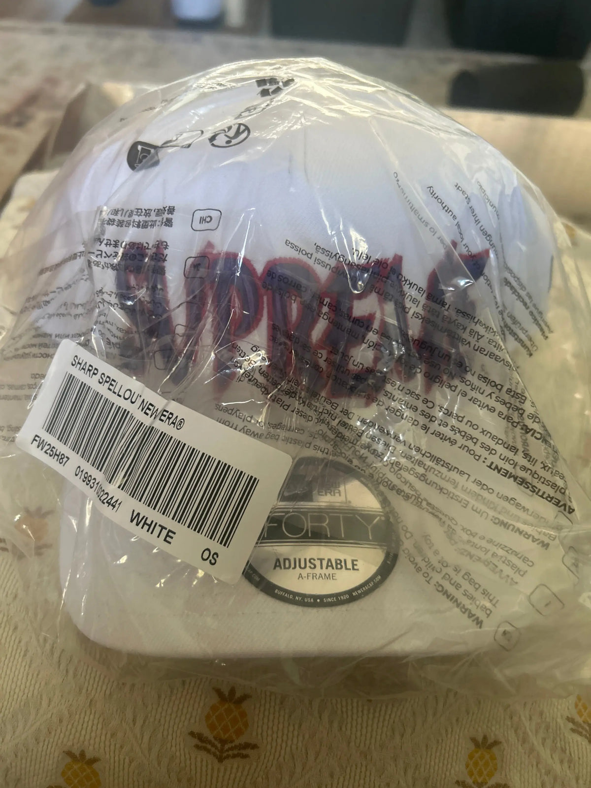 Supreme x New Era Sharp Spellout White