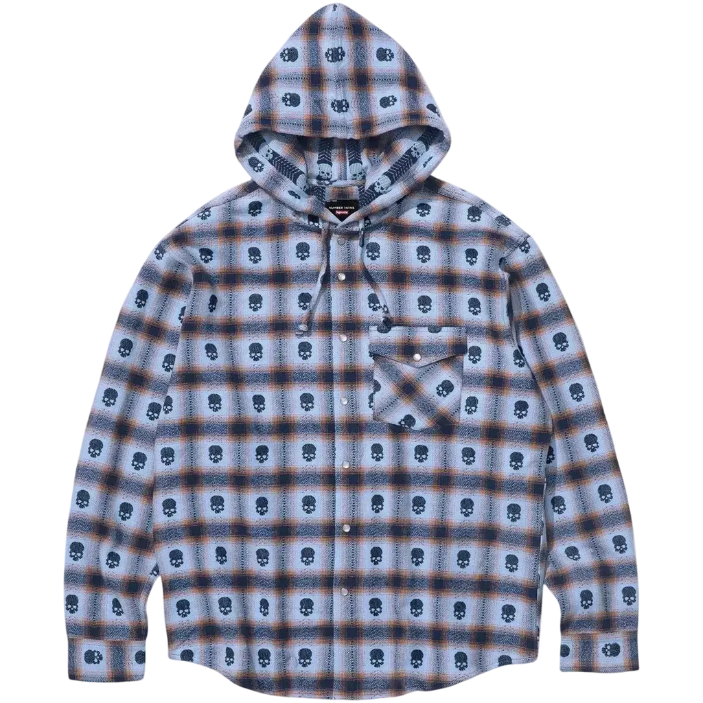 Supreme x Number (N)ine Hooded Flannel Shirt Blue - M