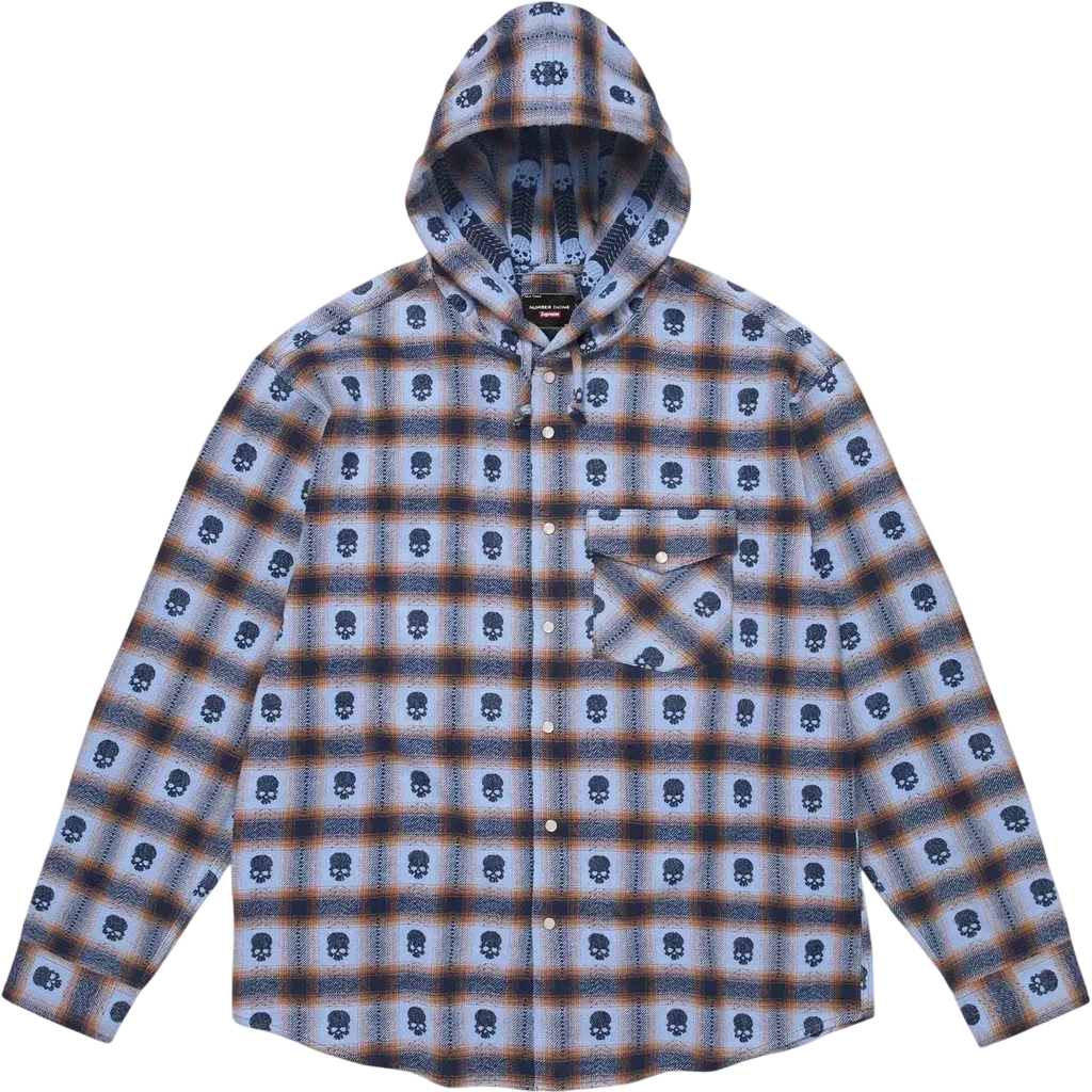 Supreme x Number (N)ine Hooded Flannel Shirt Blue - M