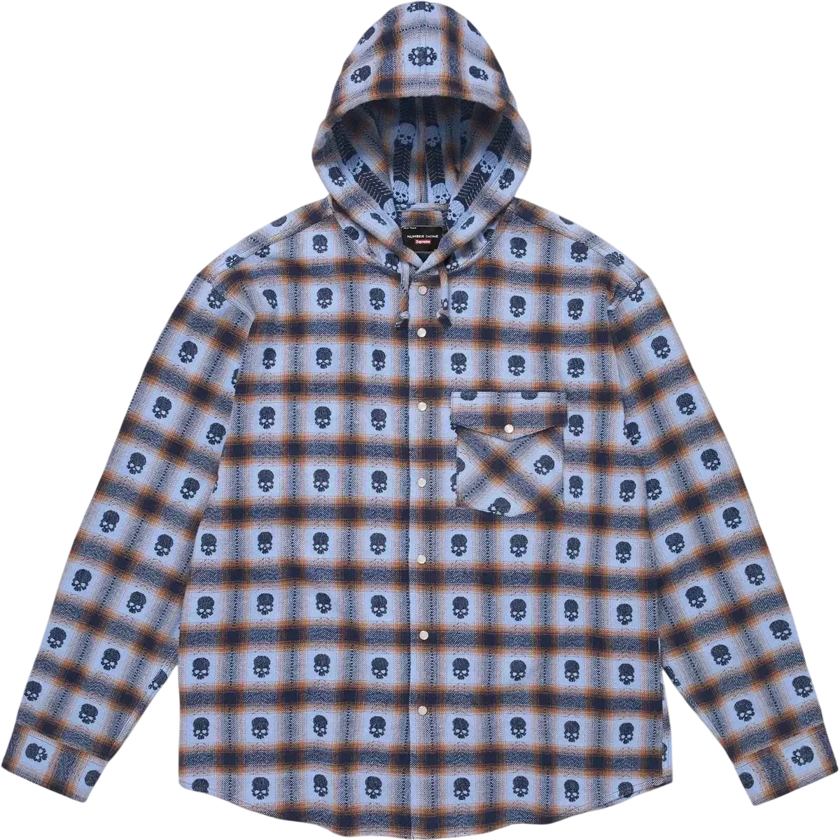 Supreme x Number (N)ine Hooded Flannel Shirt Blue - M