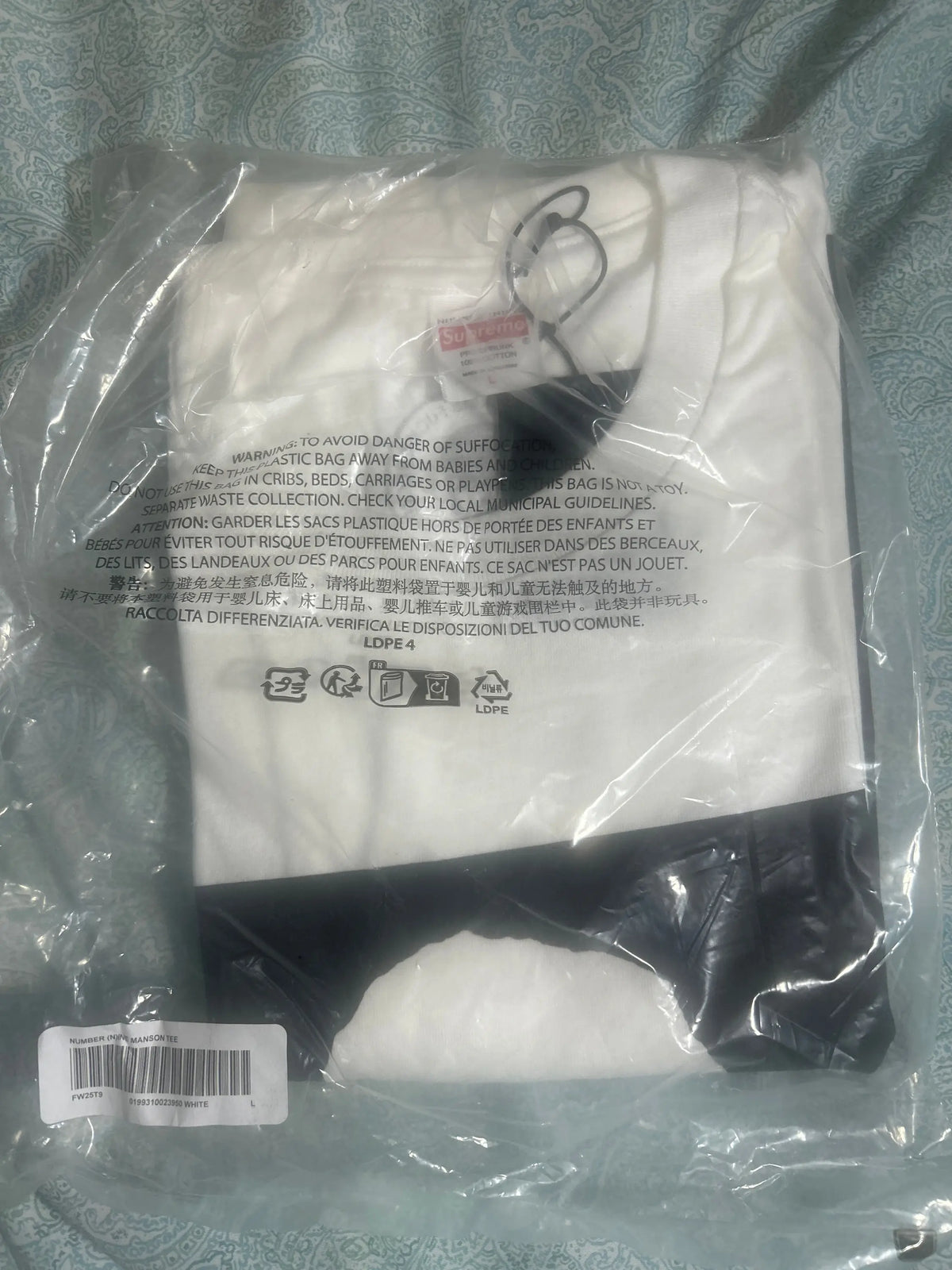 Supreme x Number (N)ine Manson Tee White Large