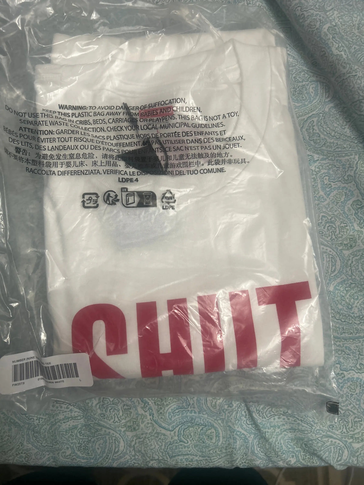 Supreme x Number (N)ine Shut Up Tee White Large