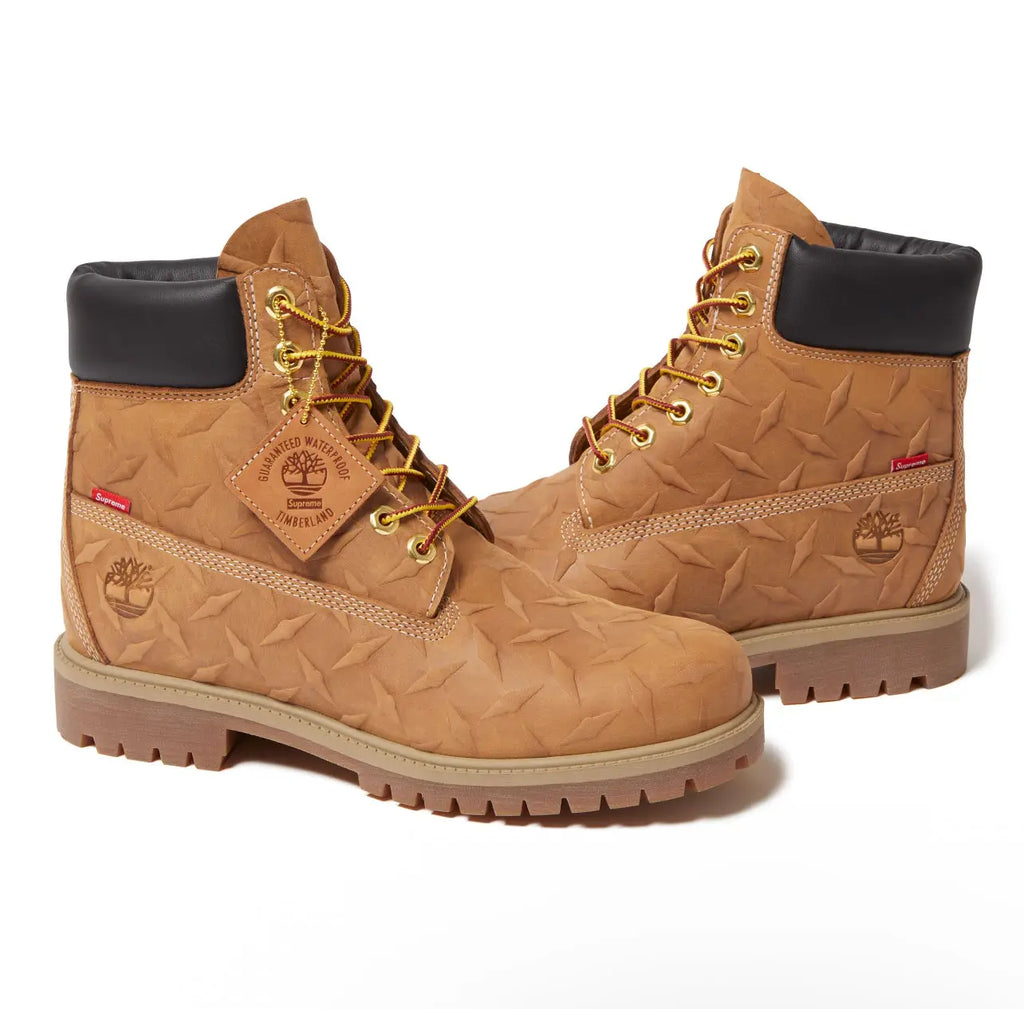 Supreme x Timberland 6” Premium Waterproof Boot Diamond Plate Wheat Size 12