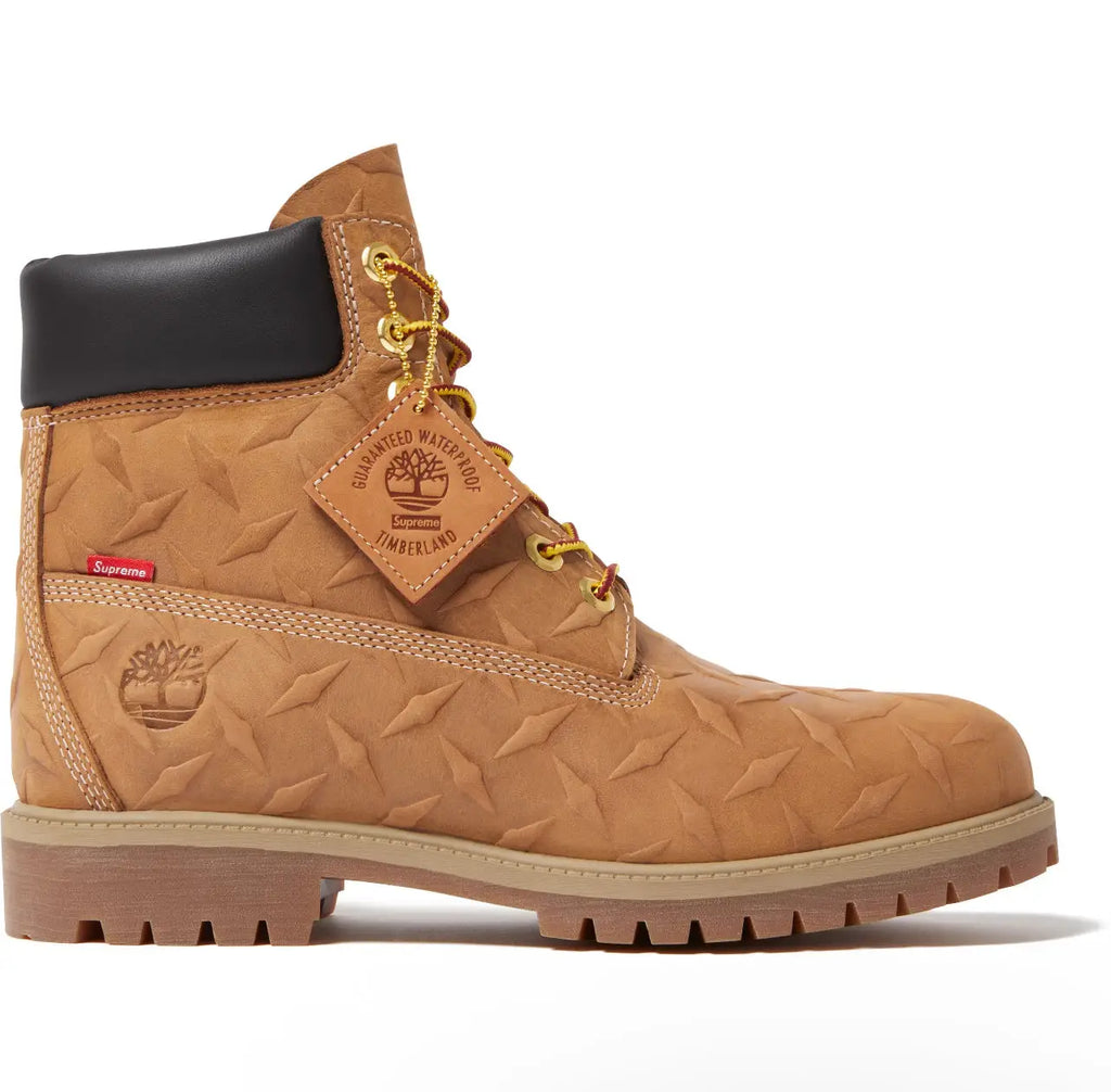 Supreme x Timberland 6” Premium Waterproof Boot Diamond Plate Wheat Size 12