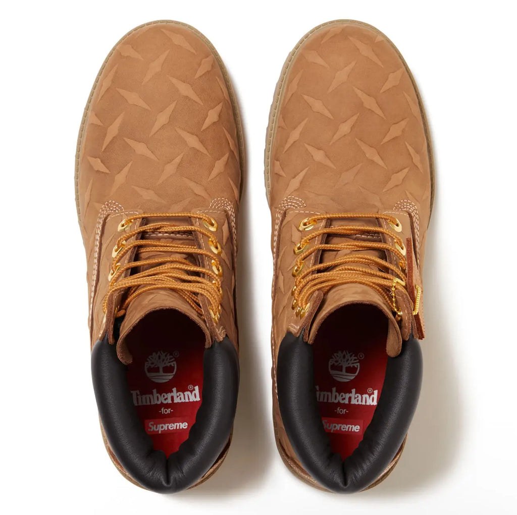 Supreme x Timberland 6” Premium Waterproof Boot Diamond Plate Wheat Size 12