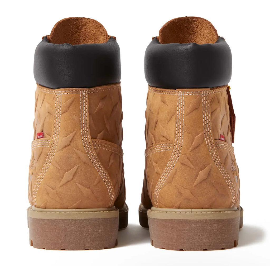 Supreme x Timberland 6” Premium Waterproof Boot Diamond Plate Wheat Size 12
