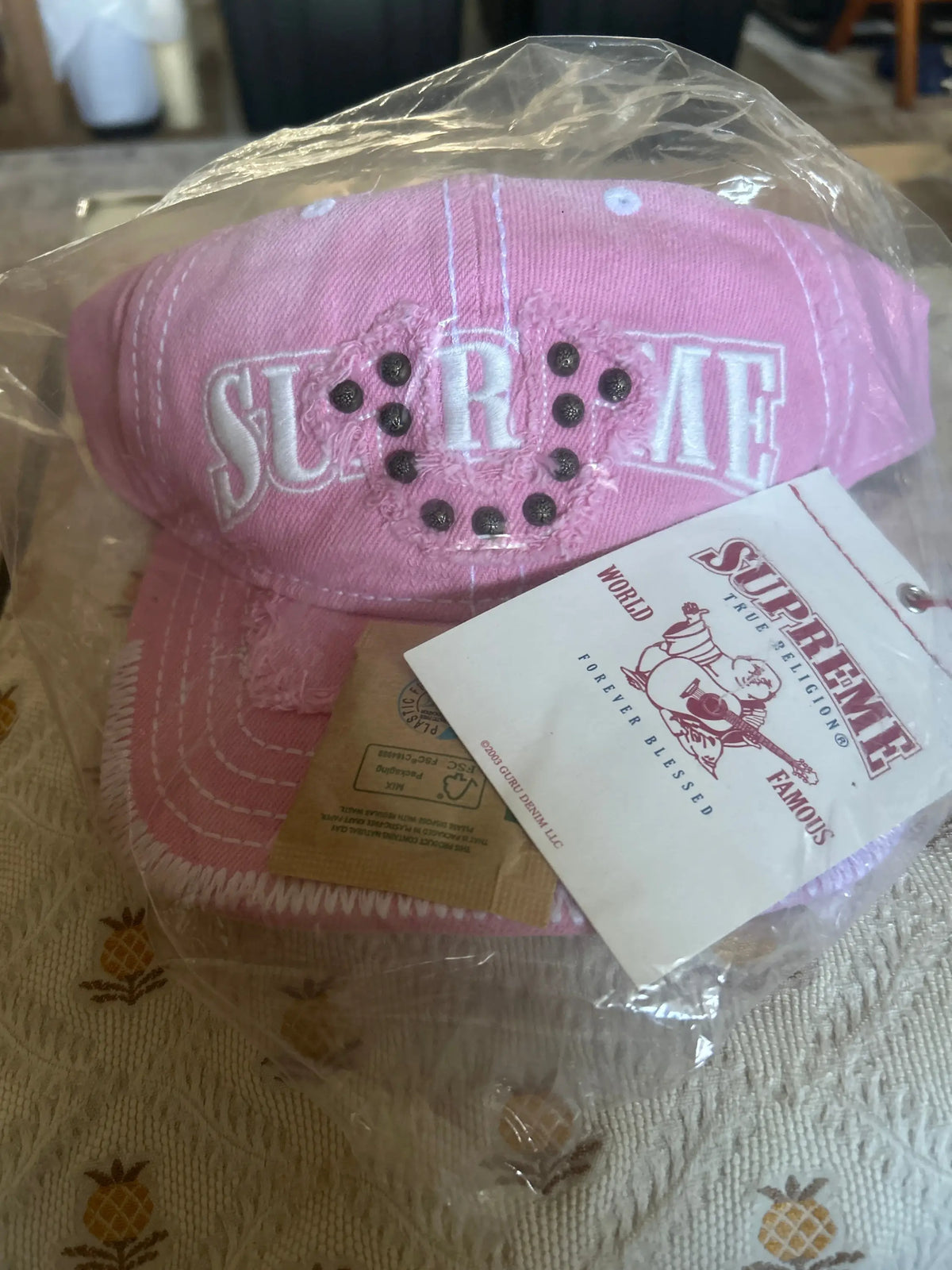 Supreme x True Religion 6-Panel Snapback Pink