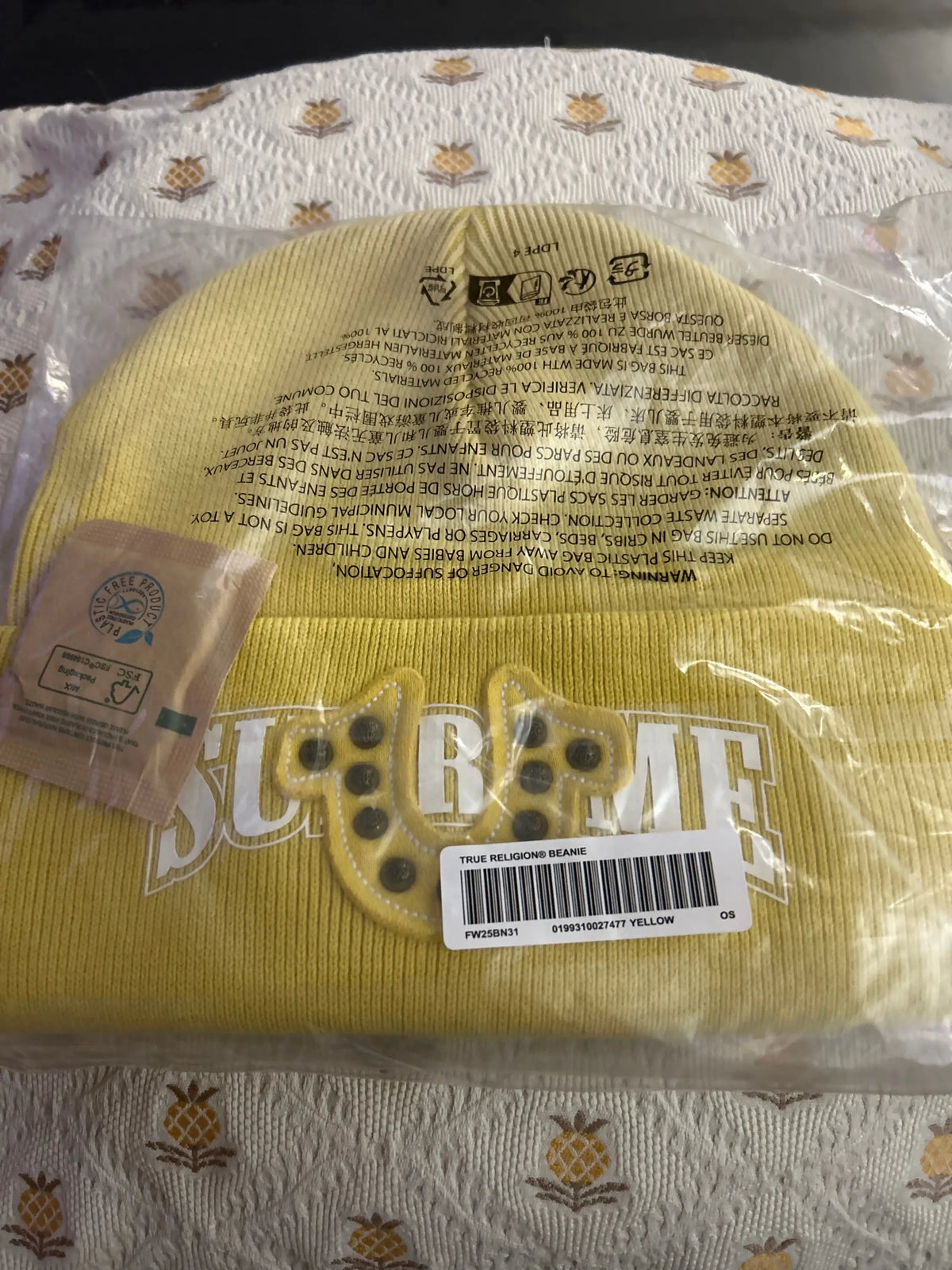 Supreme x True Religion Beanie Yellow