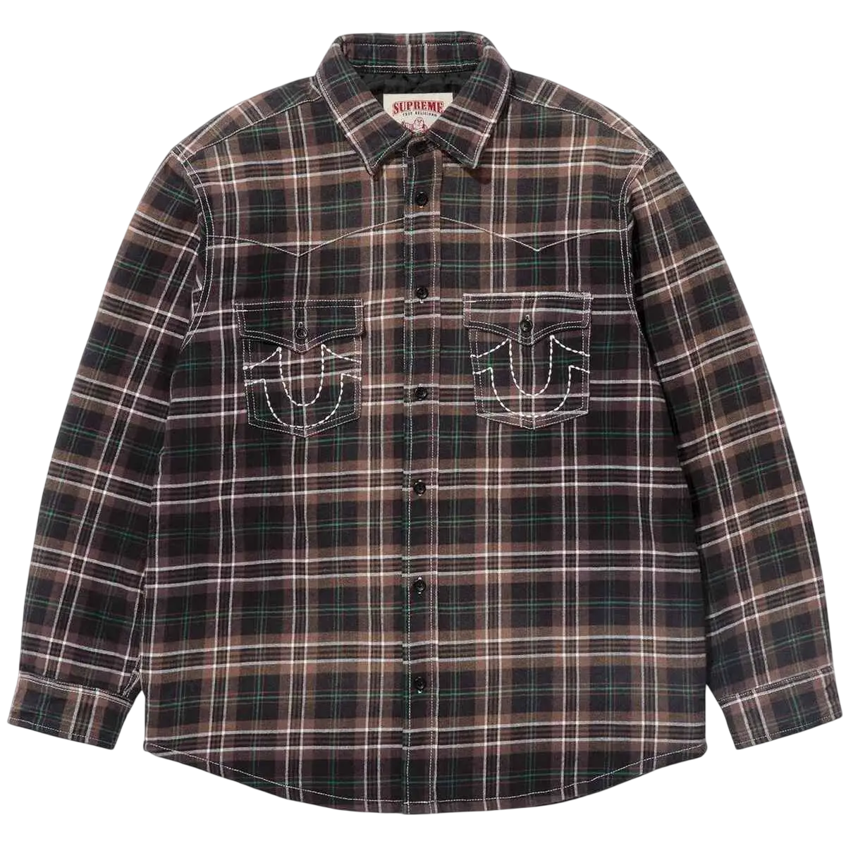 Supreme x True Religion Quilted Lined Plaid Flannel Shirt Black - M