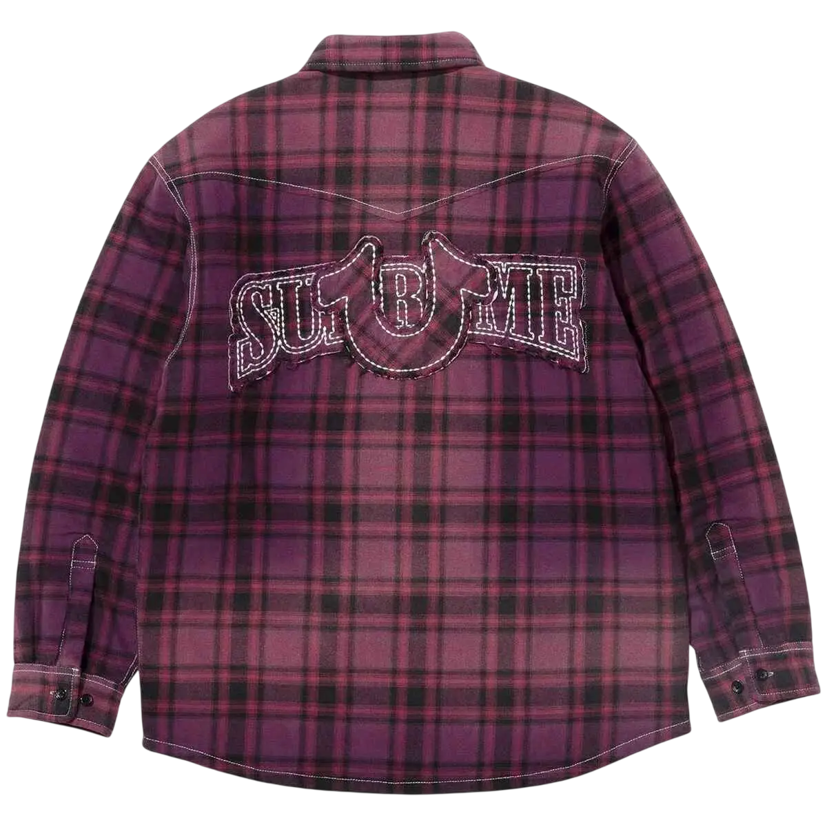 Supreme x True Religion Quilted Lined Plaid Flannel Shirt Purple - M