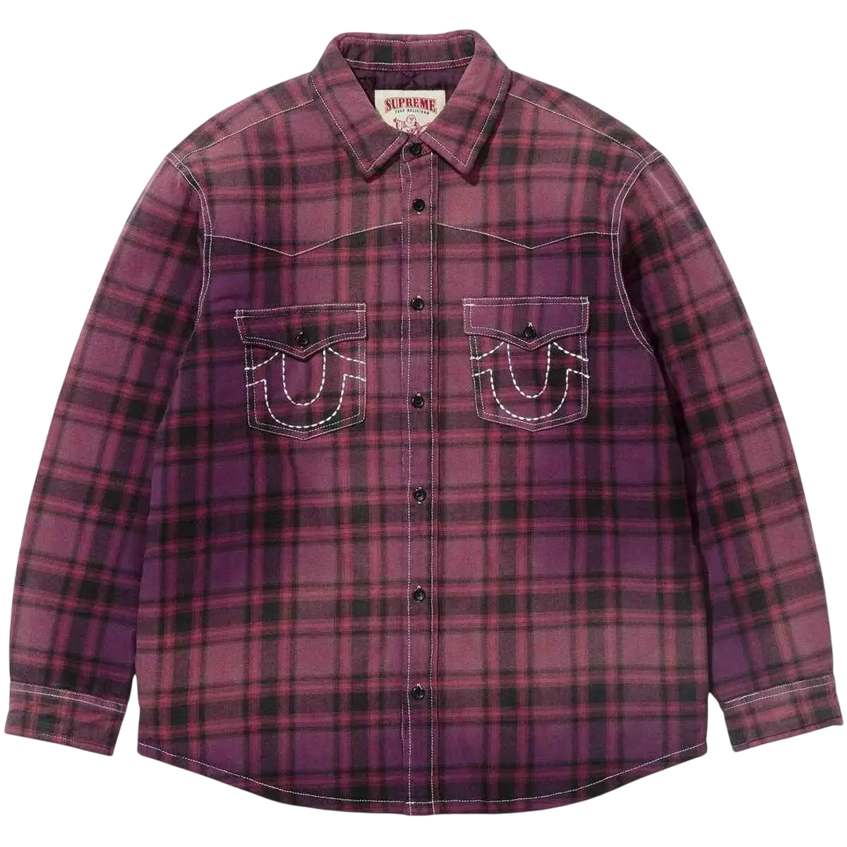 Supreme x True Religion Quilted Lined Plaid Flannel Shirt Purple - M