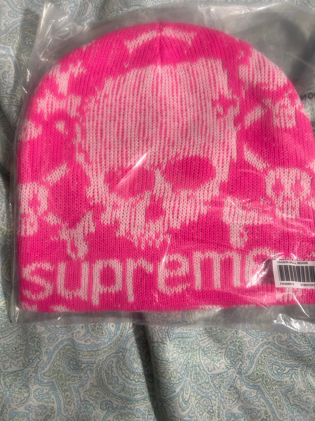 Supreme x Vanson Skull Beanie Pink