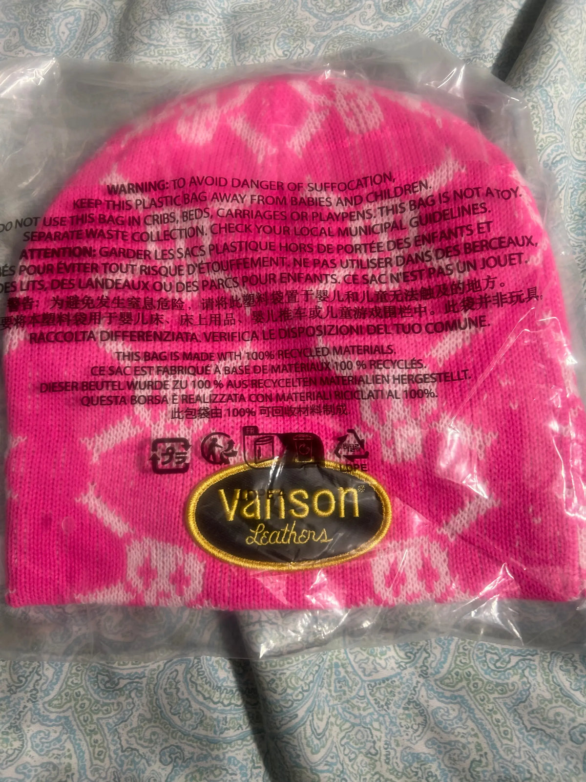 Supreme x Vanson Skull Beanie Pink