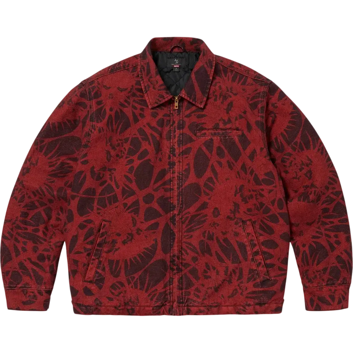 Supreme Y’s Denim Work Jacket Overdyed Red and Supreme Red Headband - M