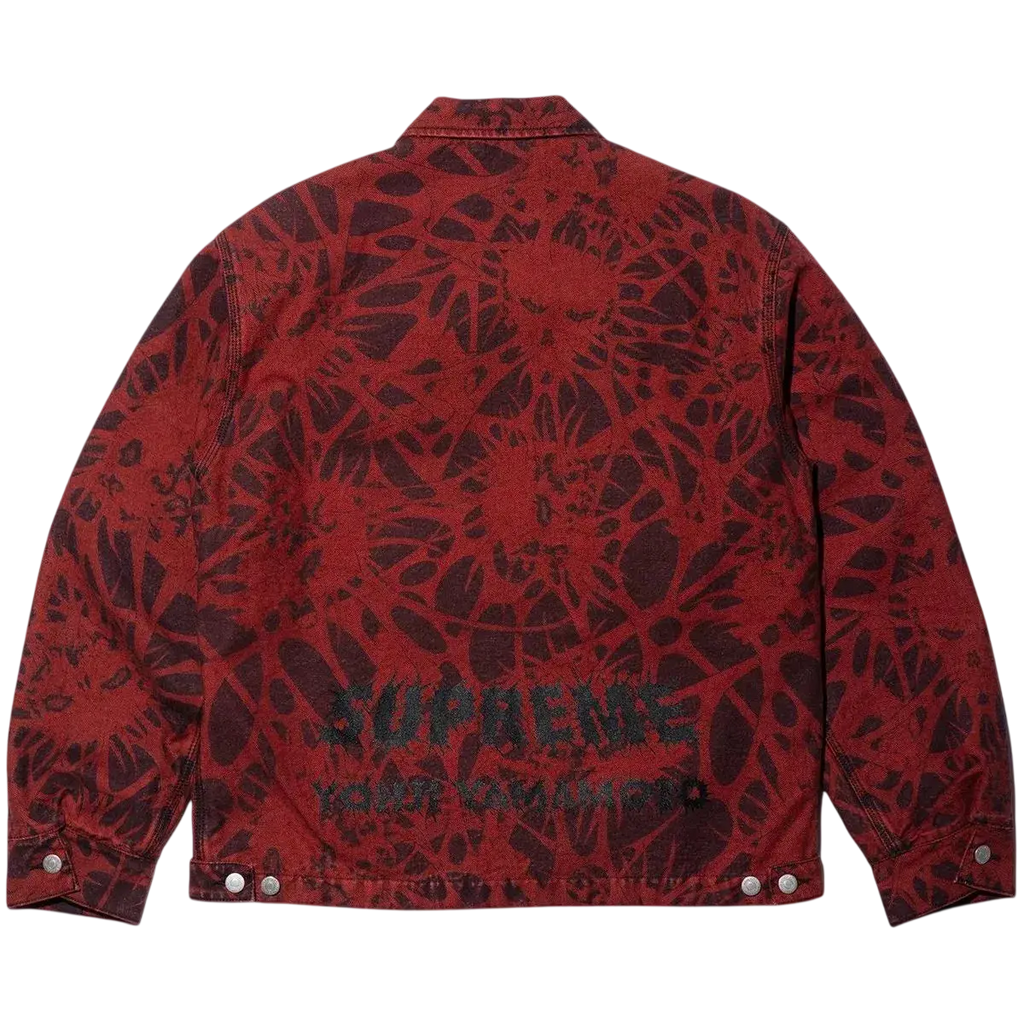 Supreme Y’s Denim Work Jacket Overdyed Red and Supreme Red Headband - M