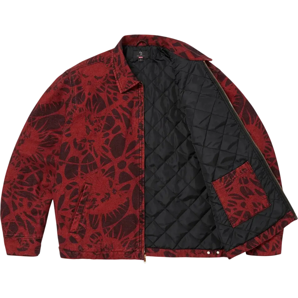 Supreme Y’s Denim Work Jacket Overdyed Red and Supreme Red Headband - M