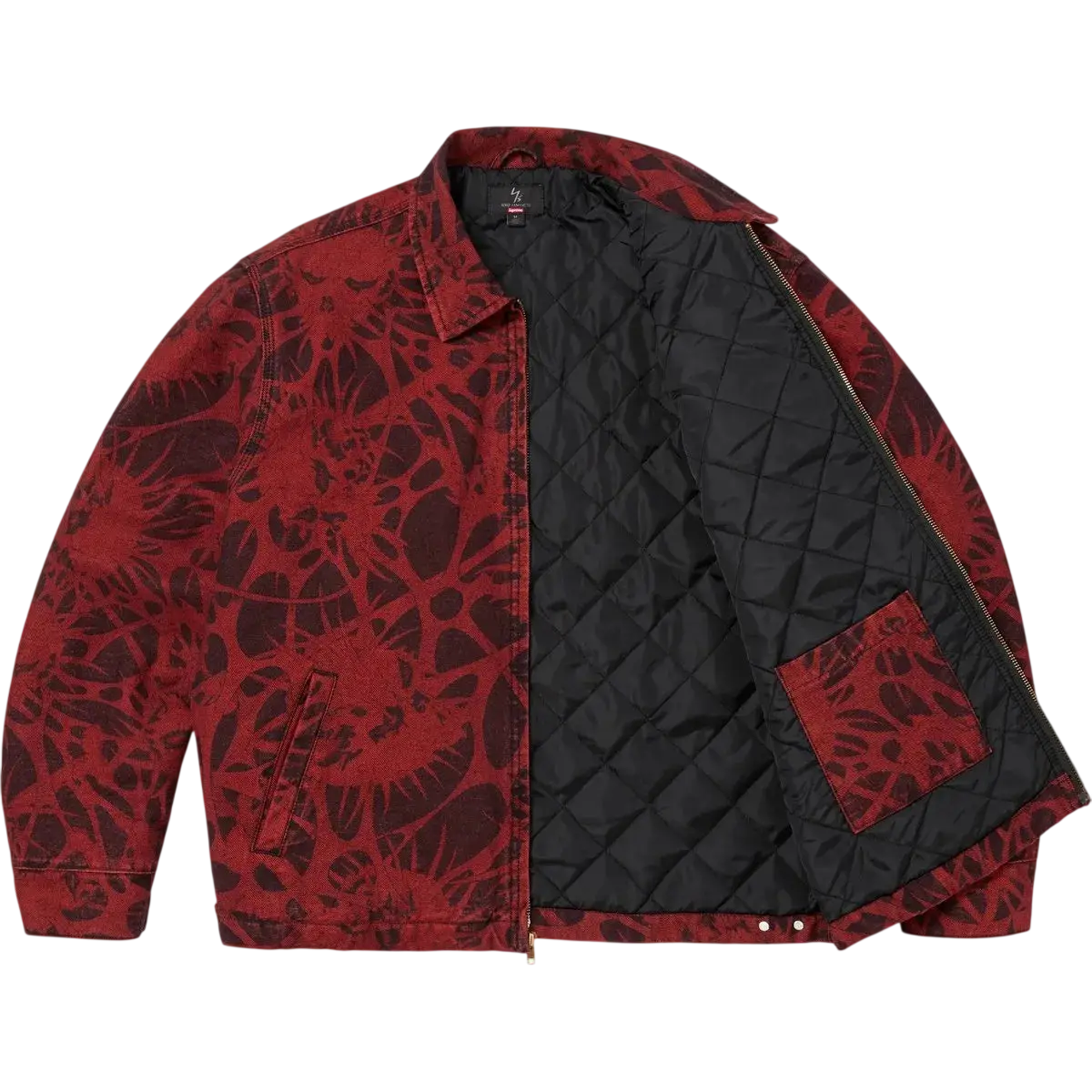 Supreme Y’s Denim Work Jacket Overdyed Red and Supreme Red Headband - M