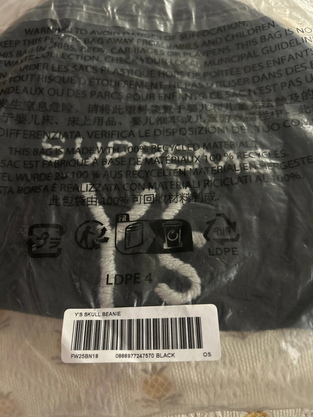 Supreme Y's Skull Beanie Black