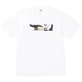 White Supreme Zoo York t-shirt featuring a black and gold graphic with bold Supreme lettering on front