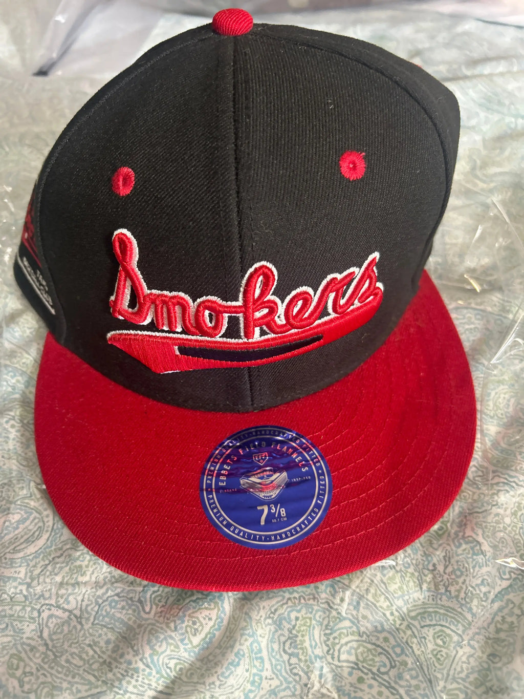 Tampa Smokers Fitted Twill Baseball Cap Black 7 3/8”
