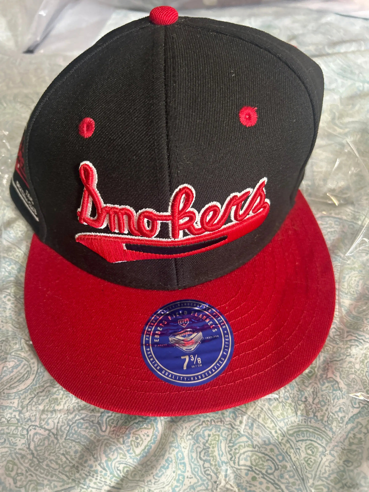 Tampa Smokers Fitted Twill Baseball Cap Black 7 3/8”