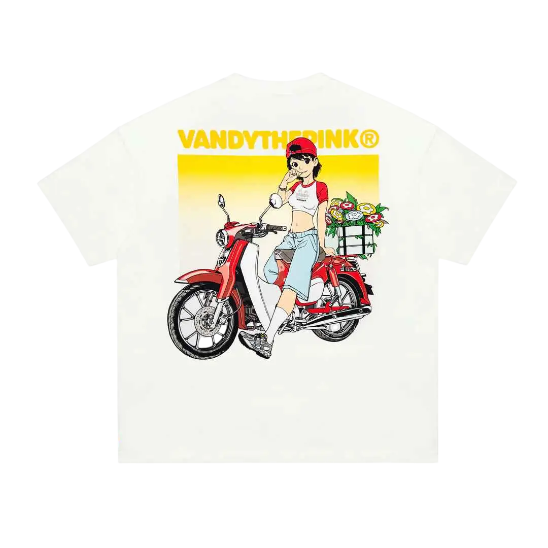 Vandy the Pink Bike Girl T-Shirt White - S