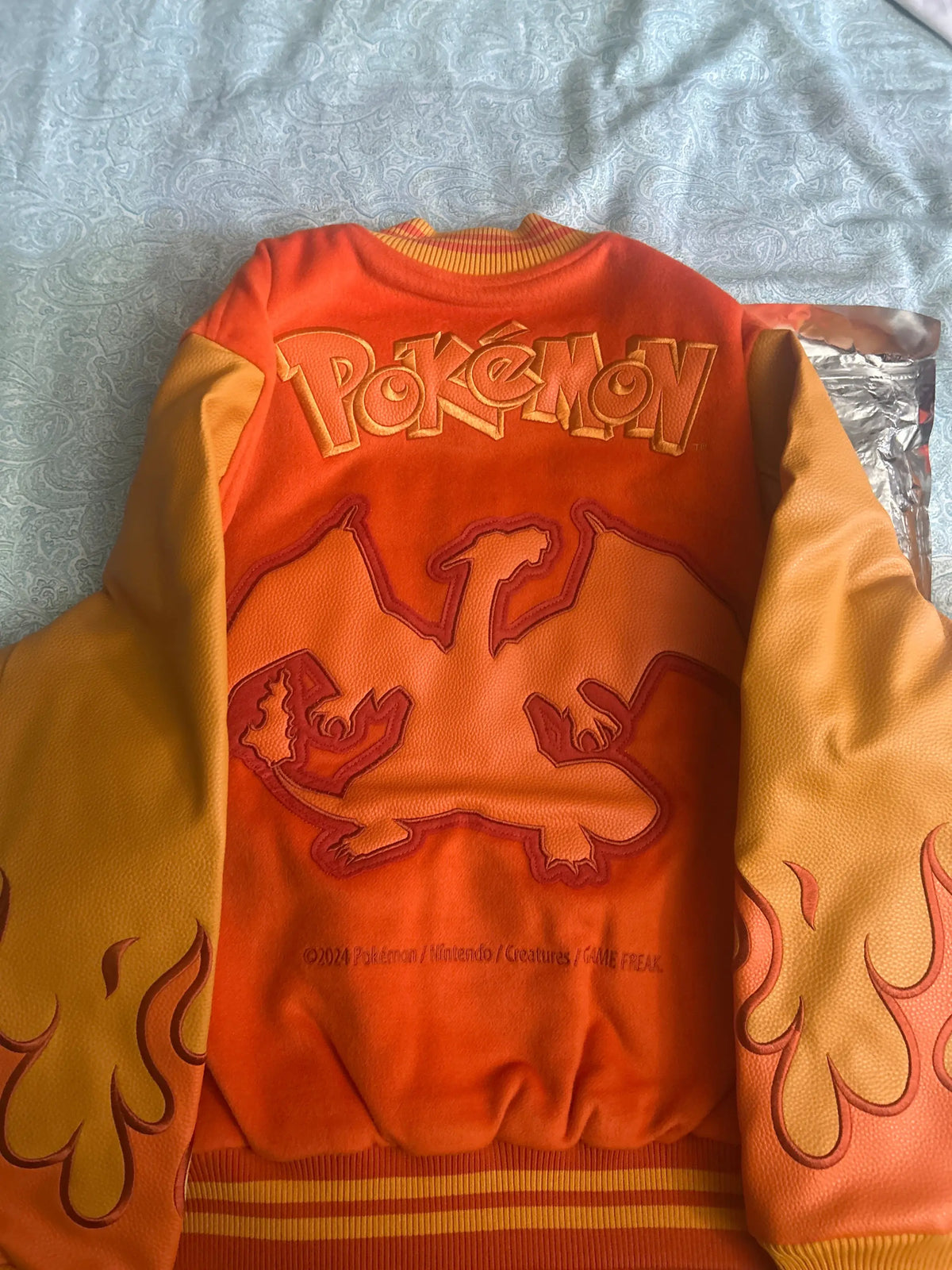 Vandy the Pink Charizard Flame Varsity Jacket Orange Medium