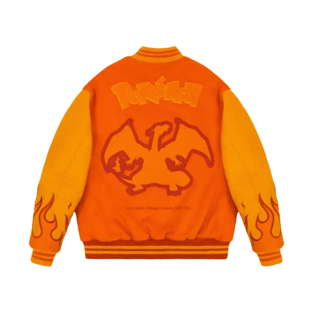 Vandy the Pink Charizard Flame Varsity Jacket Orange Medium