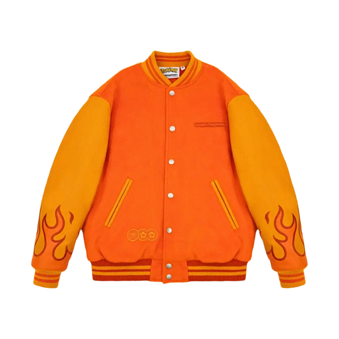 Vandy the Pink Charizard Flame Varsity Jacket Orange Medium