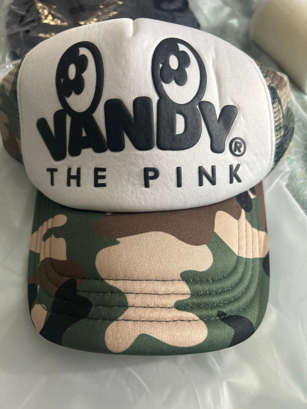 Vandy the Pink Green Camo Snapback Trucker Cap