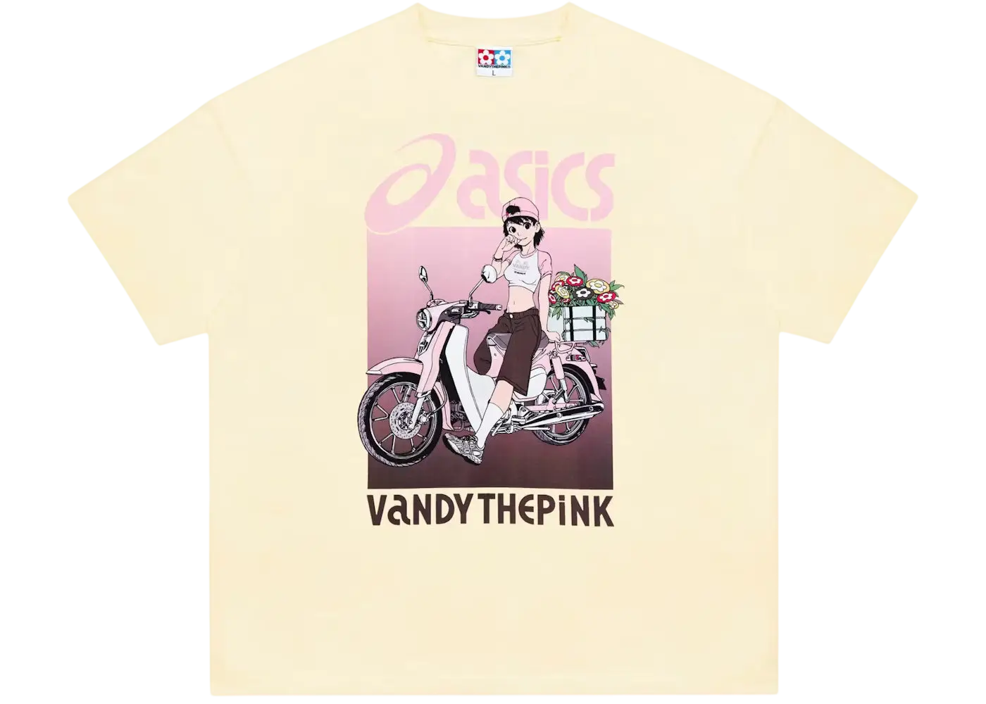 Vandy the Pink x Asics Atmos Bike Girl T-shirt Cream - S