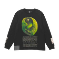 Black Vans OTW x Sterling Ruby long sleeve tee with vibrant green yellow graphic and white patch details on sleeves