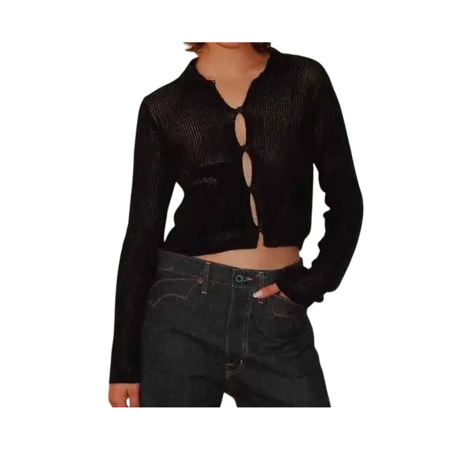 Women’s Brain Dead Mesh Knit Spiral Cardigan Black - S