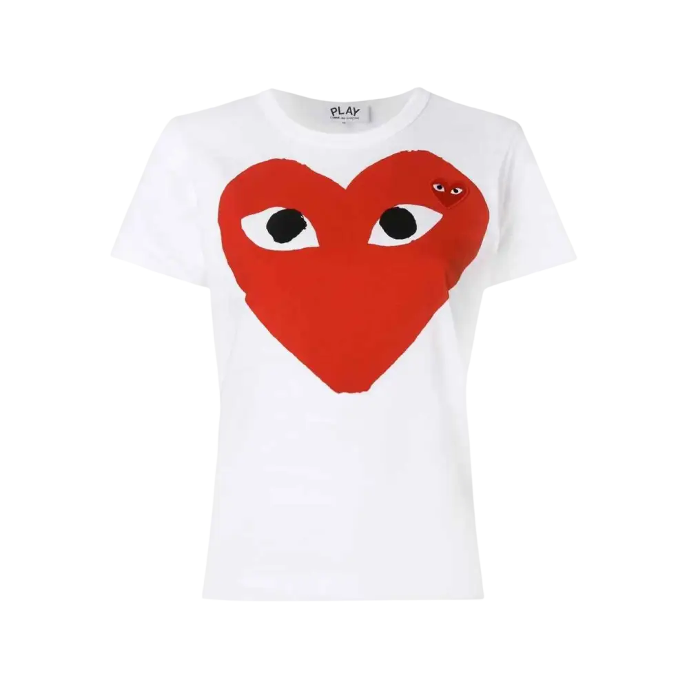 Women’s CDG Play White Tee Big Red Heart - S