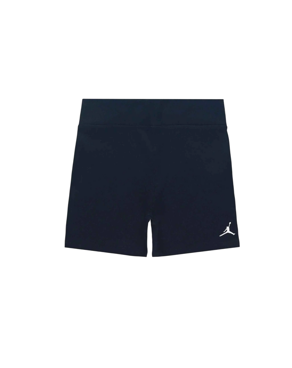 Women’s jordan brooklyn essential fleece shorts in dark navy blue with subtle white jumpman logo on lower right leg