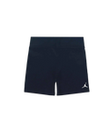 Women’s jordan brooklyn essential fleece shorts in dark navy blue with subtle white jumpman logo on lower right leg