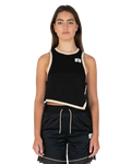 Women’s Jordan essentials jersey tank black featuring a black and cream athletic design with contrasting trim