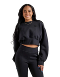 Women’s jordan fleece cropped sweatshirt in black with small chest logo made of soft fleece material