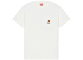 White women’s Kenzo Boke Crest pocket t-shirt featuring a small embroidered tiger logo and brand text on the chest
